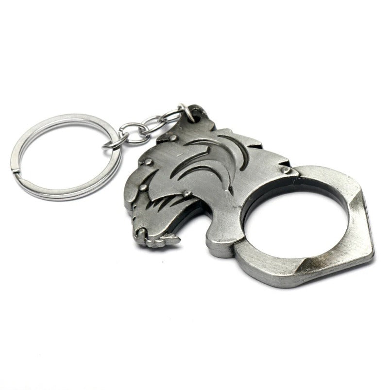 Multiple Colors Tiger Head One Finger Knuckle Key Ring Pendant