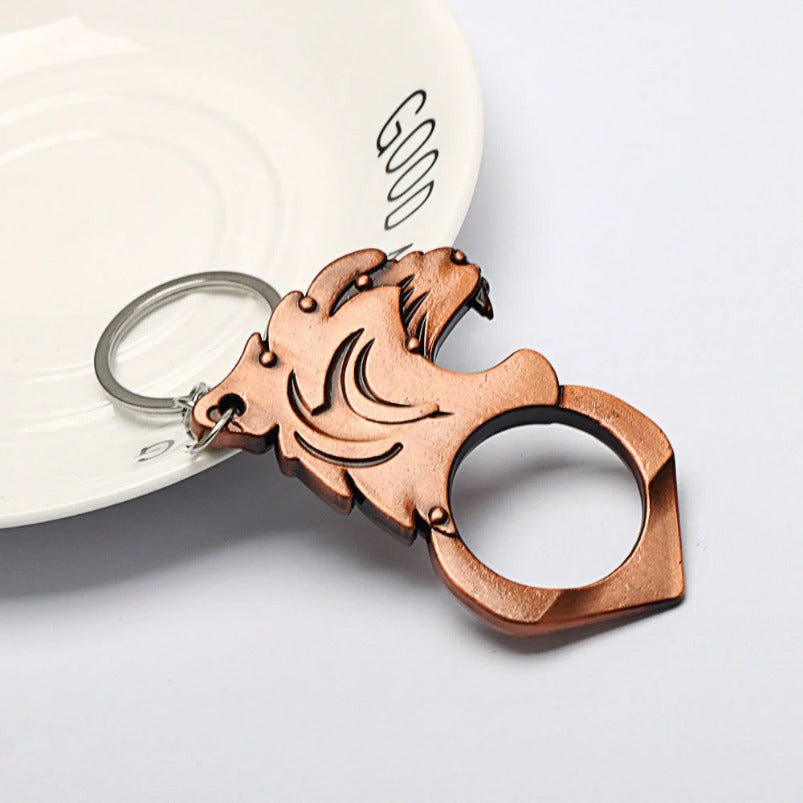 Multiple Colors Tiger Head One Finger Knuckle Key Ring Pendant