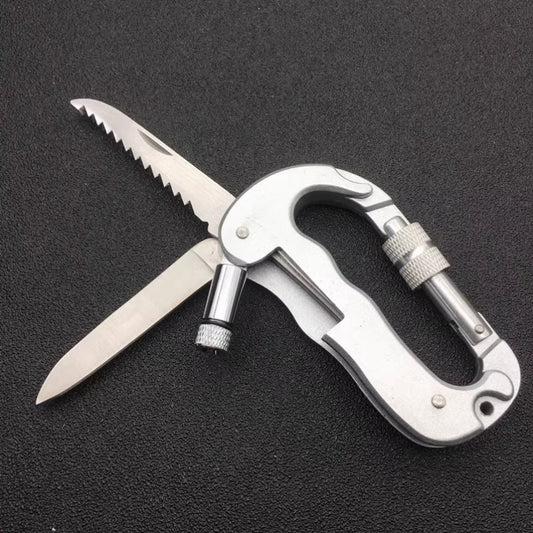 Multi-Function Knife D-Type Outdoor Safety Lock with LED Light