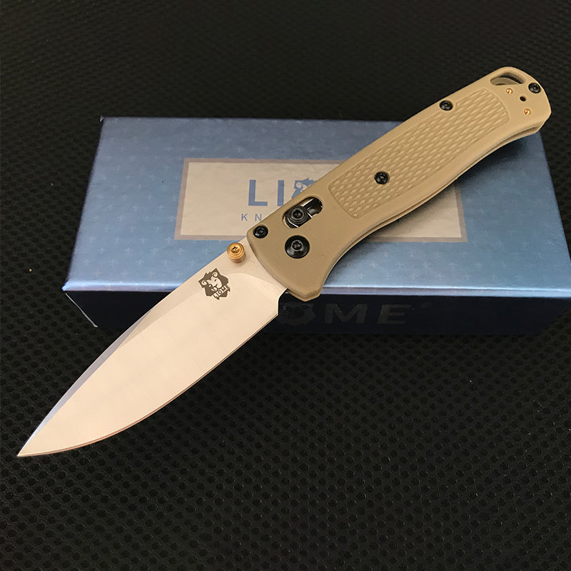 Coltello pieghevole Liome 535 Bugout AXIS con fibbia a gancio e impugnatura in fibra