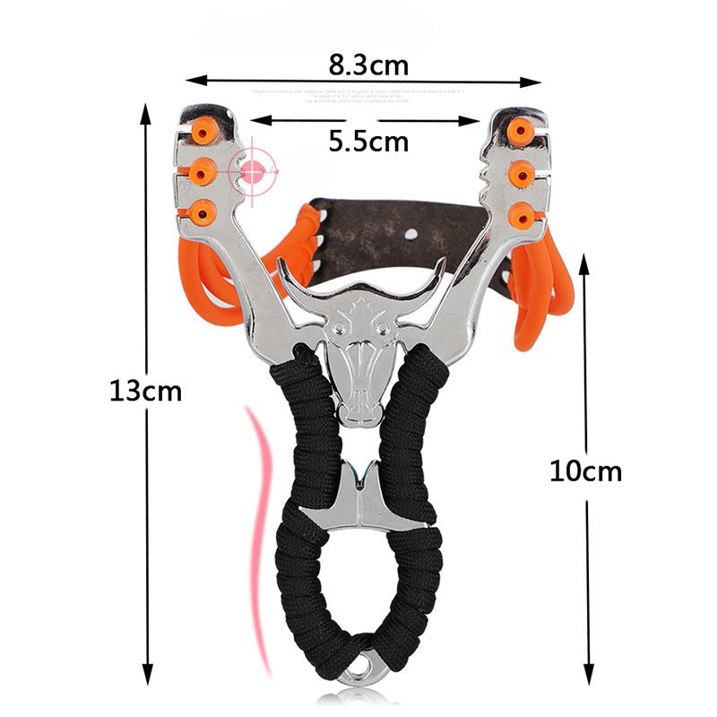 Fionda in lega di zinco con specchio a forma di palla di cuoio con tre carte e testa di mucca