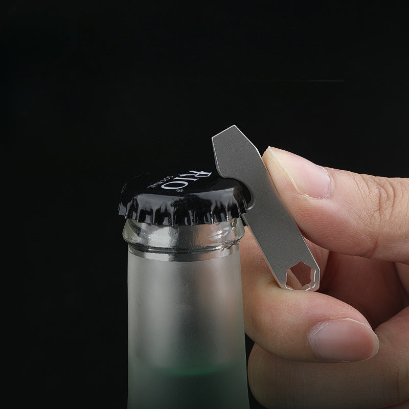 Titanium Pry Bar Beer Opener Mini Key Tag Multi Tool EDC