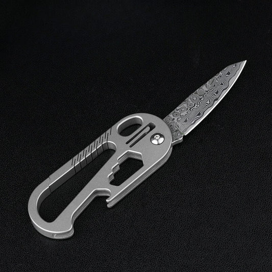 Titanium Mini A Folding Knife Key Ring Type Bottle Opener Wrench EDC
