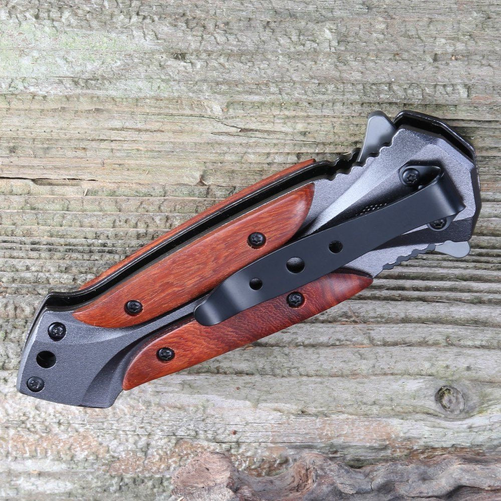 BM Wooden Handle Folding Knife Hunting Knives