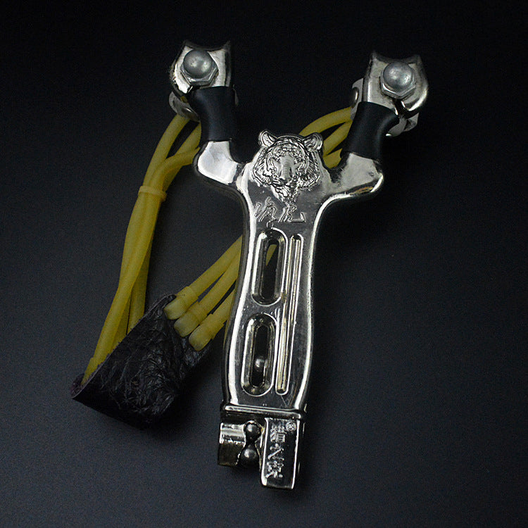 Fionda in metallo e gomma ad alta tenacità con contenitore per biglie a bussola