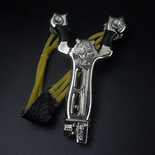 Fionda in metallo e gomma ad alta tenacità con contenitore per biglie a bussola