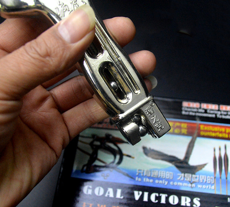 Fionda in metallo e gomma ad alta tenacità con contenitore per biglie a bussola