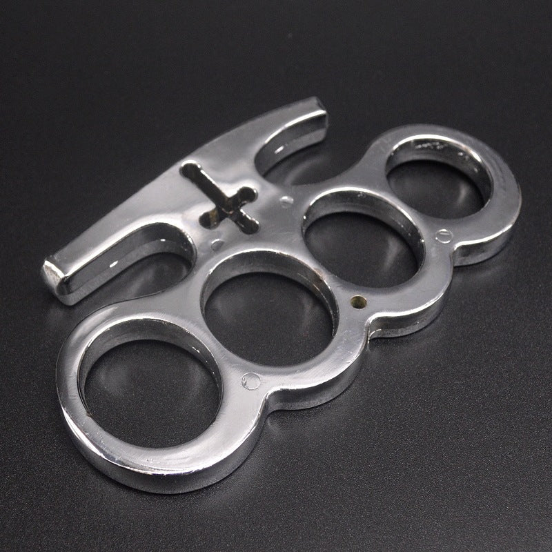 Cross-brass Knuckle Duster Four-finger Ring EDC Self Defense