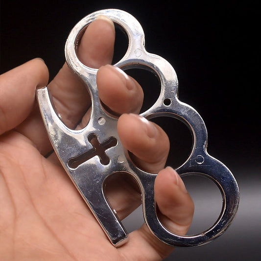 Cross-brass Knuckle Duster Four-finger Ring EDC Self Defense