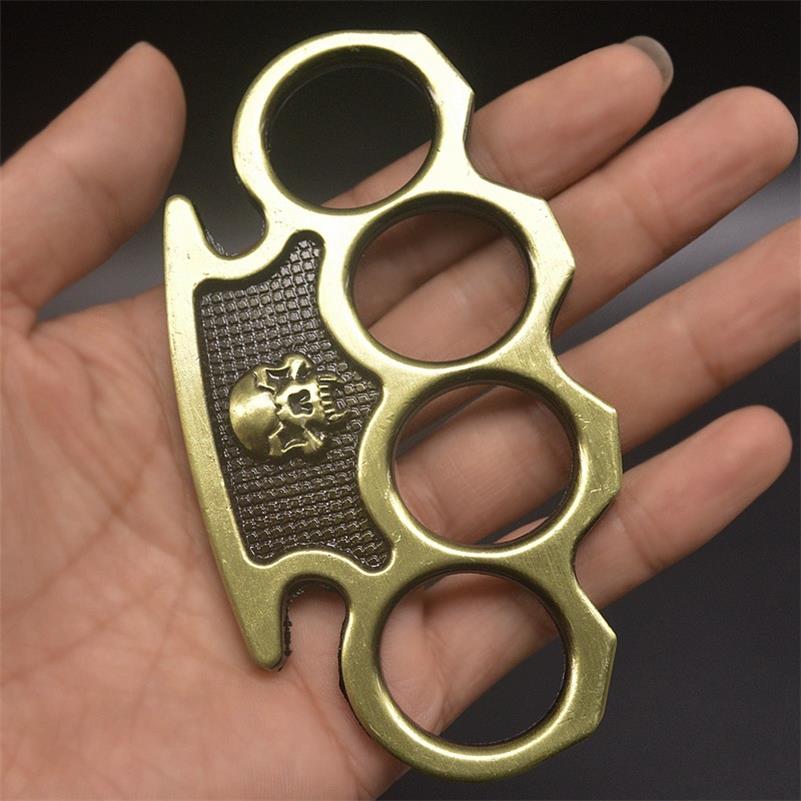 Skull-brass Knuckle Duster Equipamento de proteção Treinamento EDC portátil