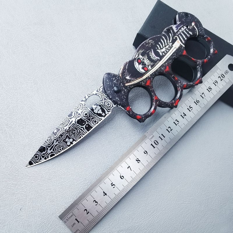 Legal 3D Impresso Knuckle Folding Knife EDC Ferramenta Facas de Autodefesa