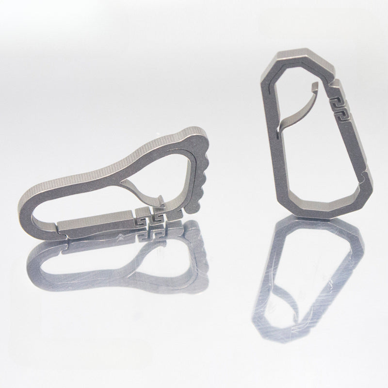 Titanium Springy Footprint Keyring Waist Clip
