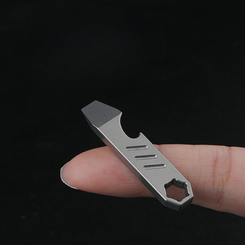 Titanium Pry Bar Beer Opener Mini Key Tag Multi Tool EDC