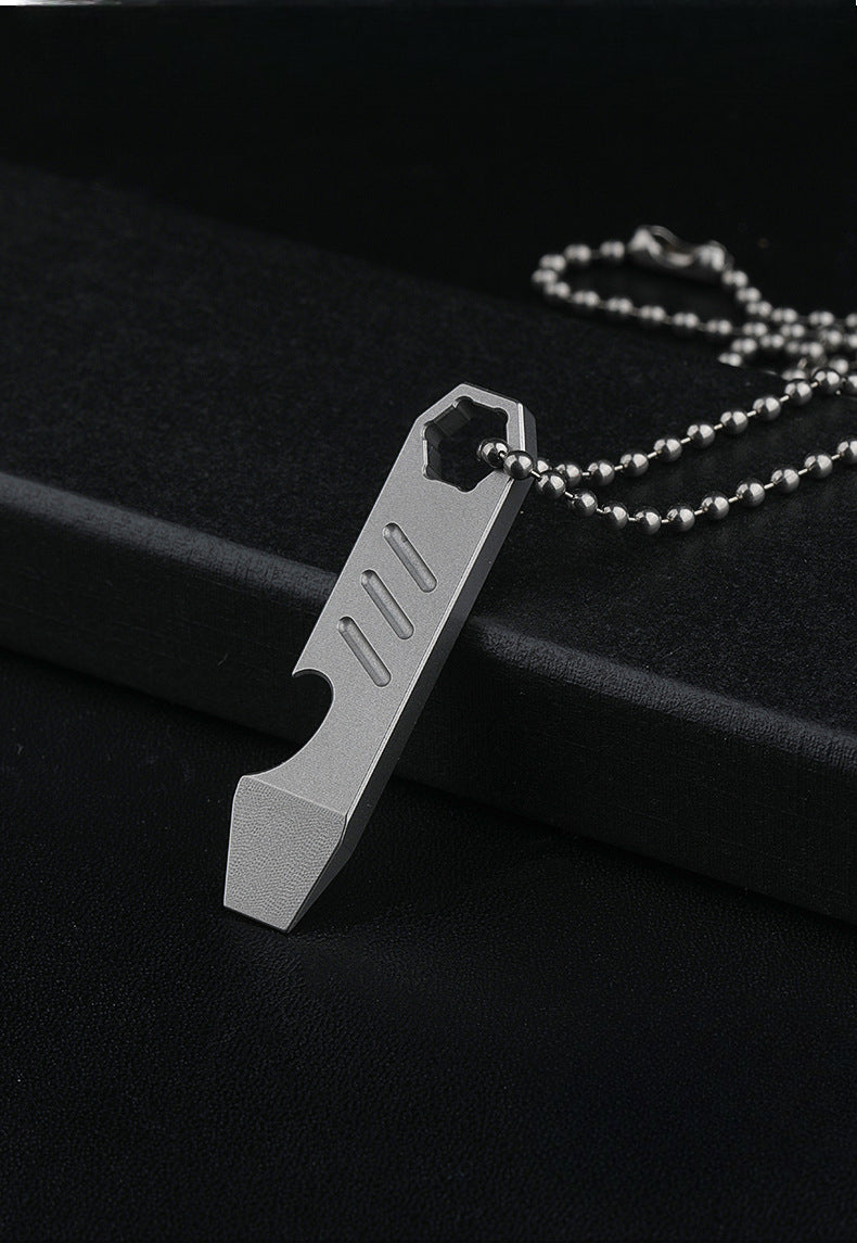 Titanium Pry Bar Beer Opener Mini Key Tag Multi Tool EDC