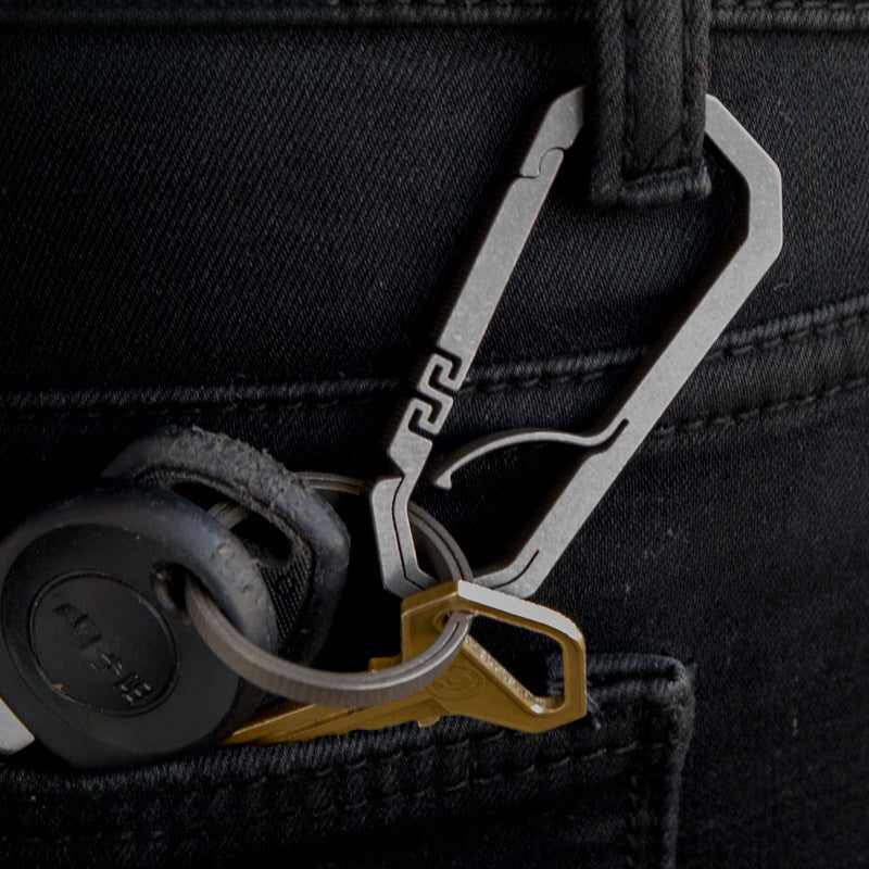 Titanium Springy Footprint Keyring Waist Clip