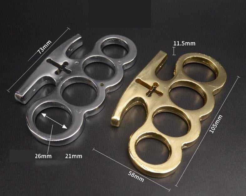 Cross-brass Knuckle Duster Four-finger Ring EDC Self Defense