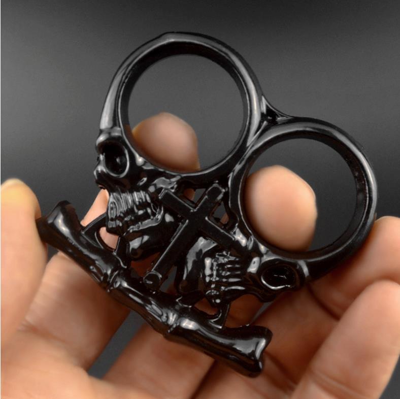 Bones-Solid Brass Knuckles Duster Dois Dedos para Autodefesa Segura EDC