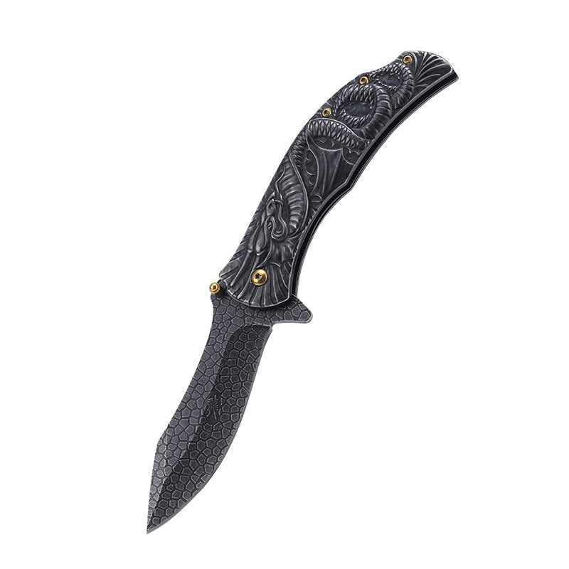 Dark Dragon Stainless Steel Folding Knife Portable Defense EDC