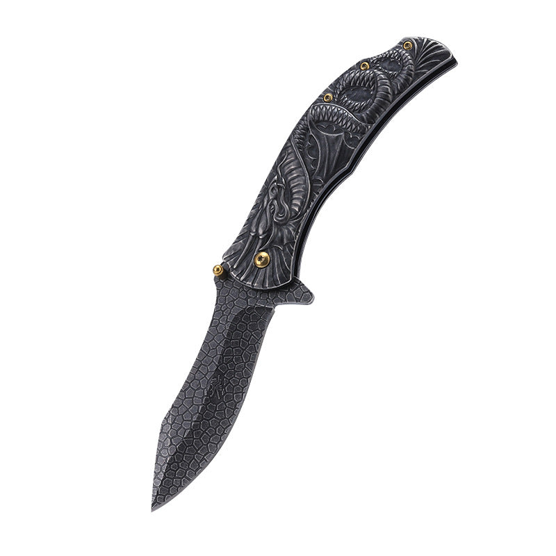 Dark Dragon Stainless Steel Folding Knife Portable Defense EDC