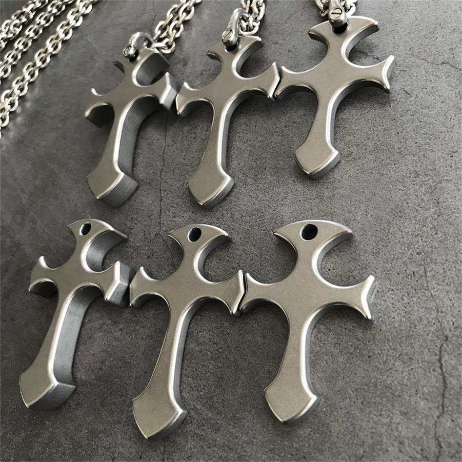 Titanium alloy cross finger tiger necklace men pendant EDC
