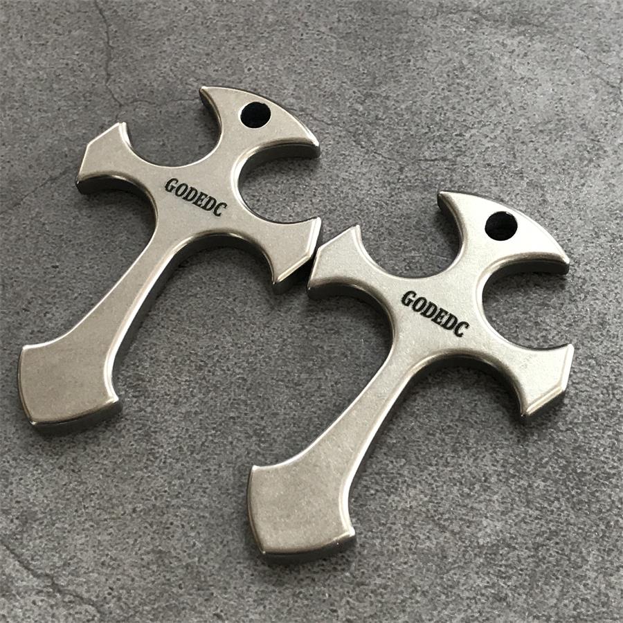 GODEDC Titanium Cross Knuckle Necklace Decoration Pendant EDC