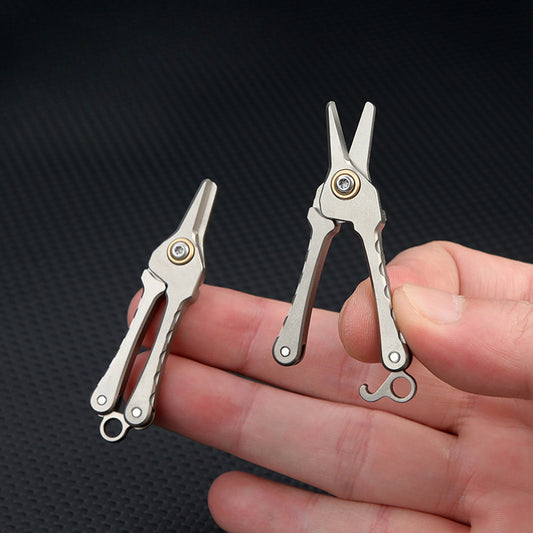 Titanium Mini Scissors Shave Keychain Pendant