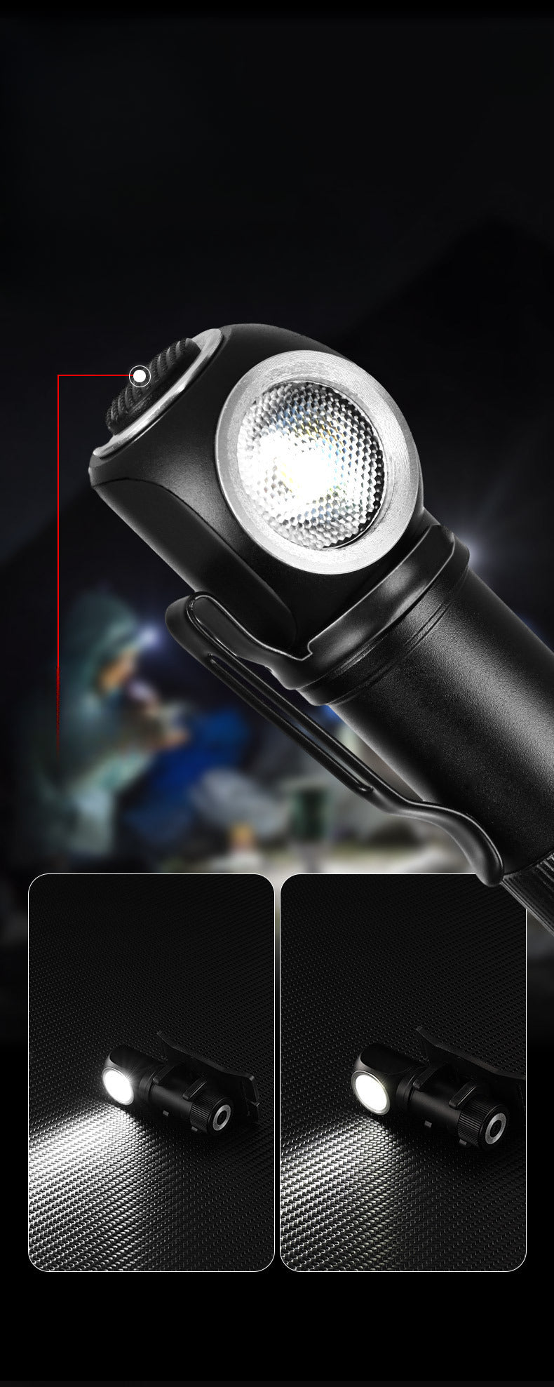 Aluminum Alloy Waterproof Night Fishing Torch Detachable Flashlight Headlamp