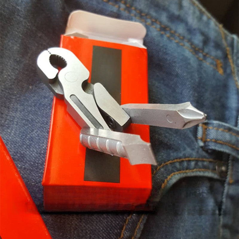 Stainless Steel Folding Pliers Screwdriver Keychain Pendant