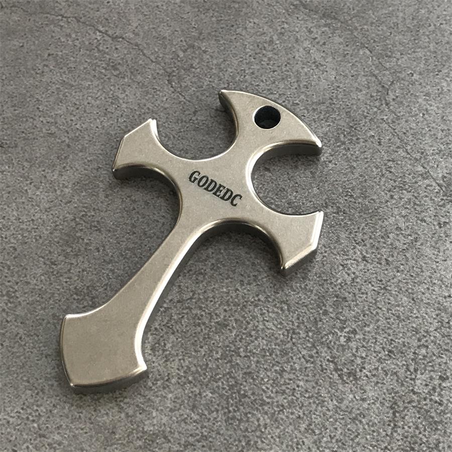 GODEDC Titanium Cross Knuckle Necklace Decoration Pendant EDC