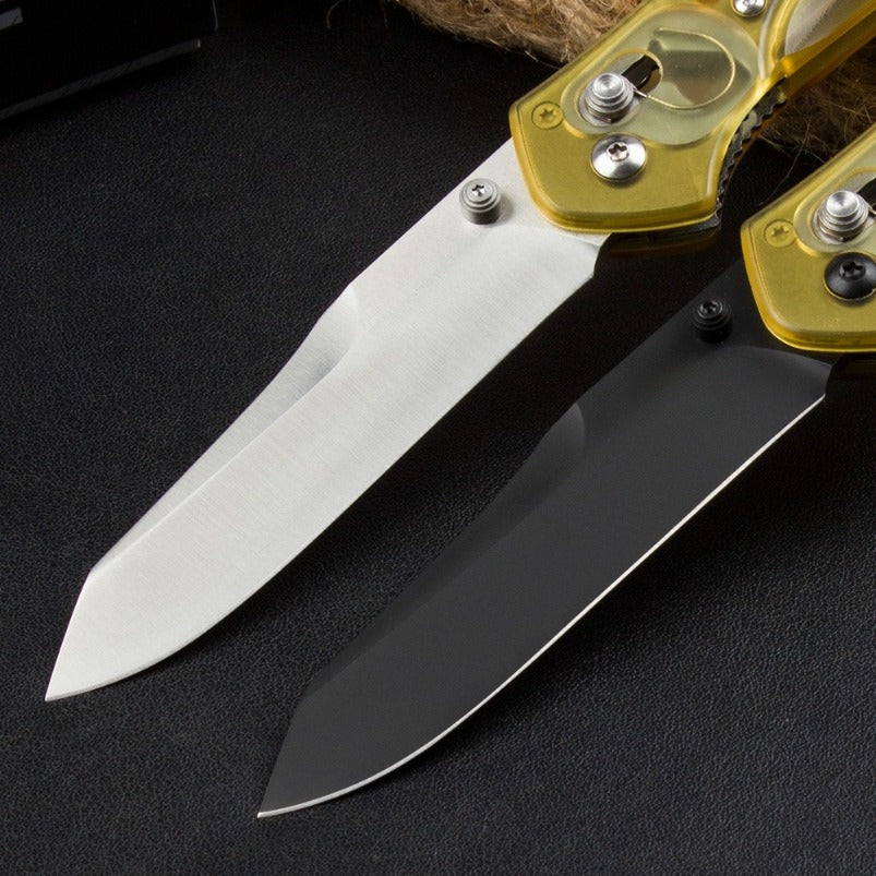 BM940 D2 Steel Folding Knife Transparent Yellow Handle