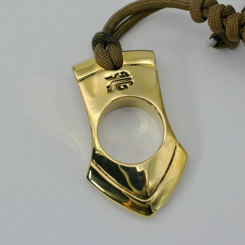 Glossy Brass One Finger Knuckles Keychain EDC Pendant