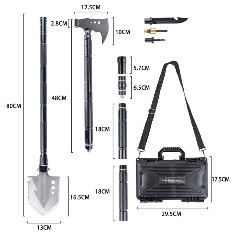 Multifunctional Toolbox Outdoor Shovel Axe Removable Knife