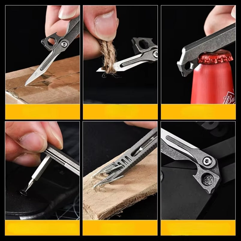 Titanium Alloy Crowbar Bottle Opener Rope Knife Pry Bar