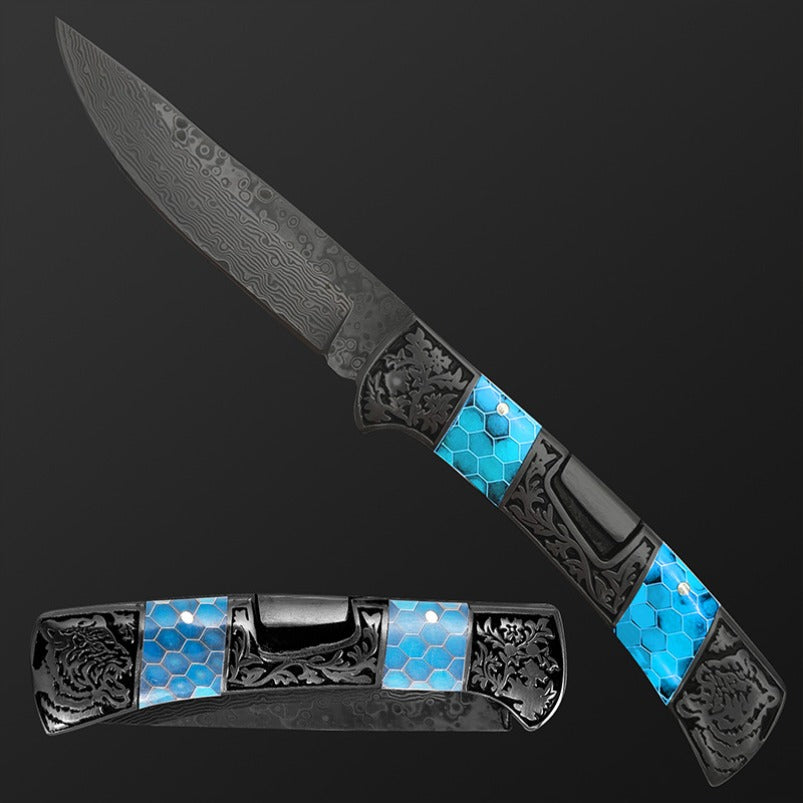 High Quality Damascus Steel Folding Knife Outdoor Safety-defend EDC