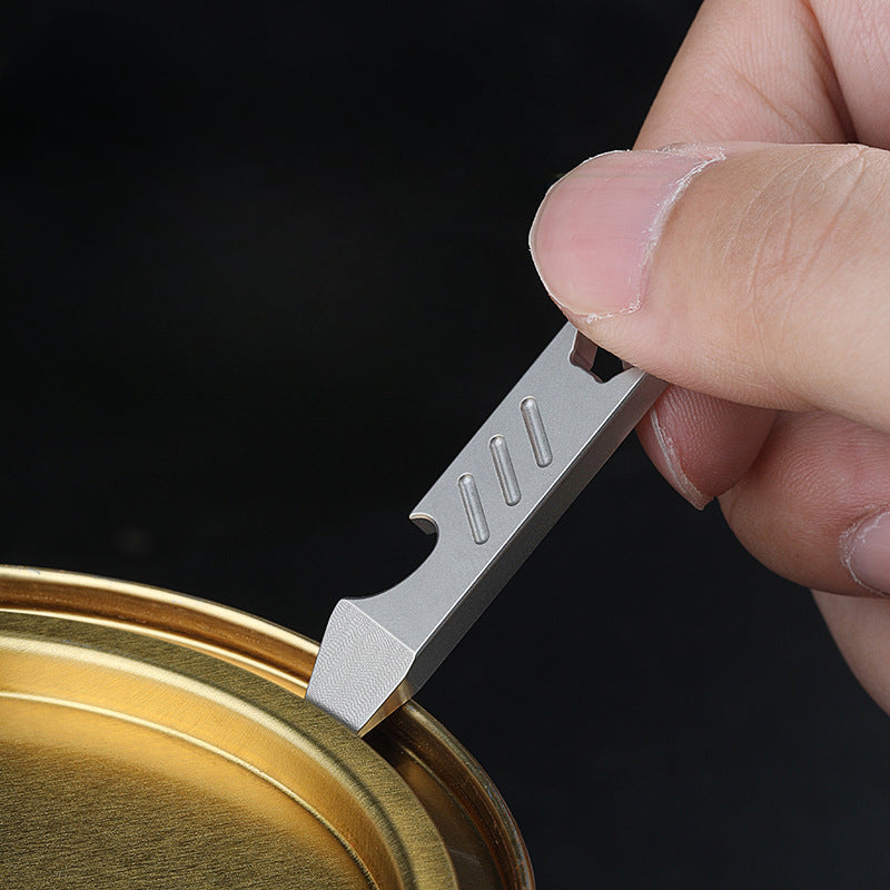 Titanium Pry Bar Beer Opener Mini Key Tag Multi Tool EDC