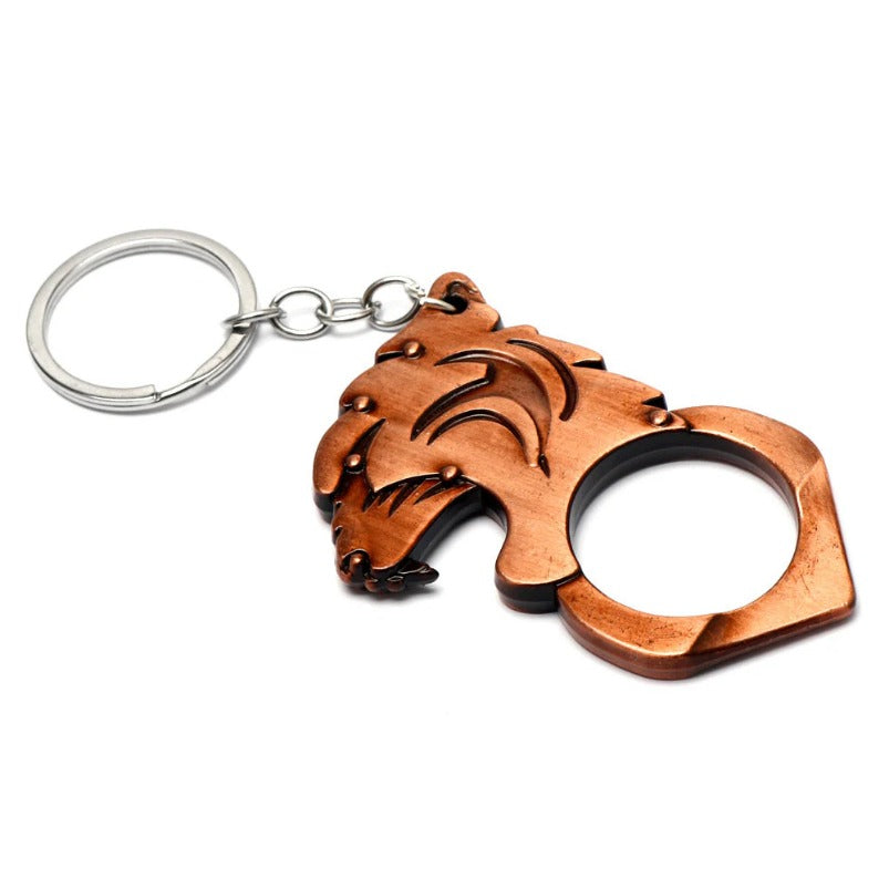 Multiple Colors Tiger Head One Finger Knuckle Key Ring Pendant