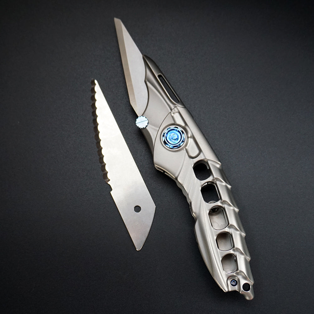 Titanium Alloy Keel Shaped Folding Knife Replaceable Blade EDC