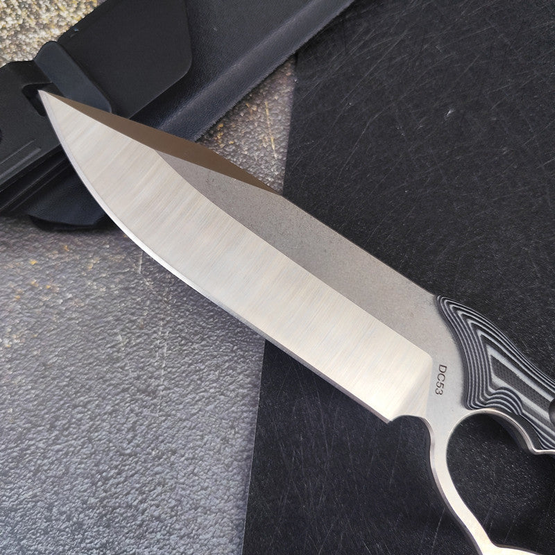 Dual Heart Knuckle Duster Straight Knife with Sheath