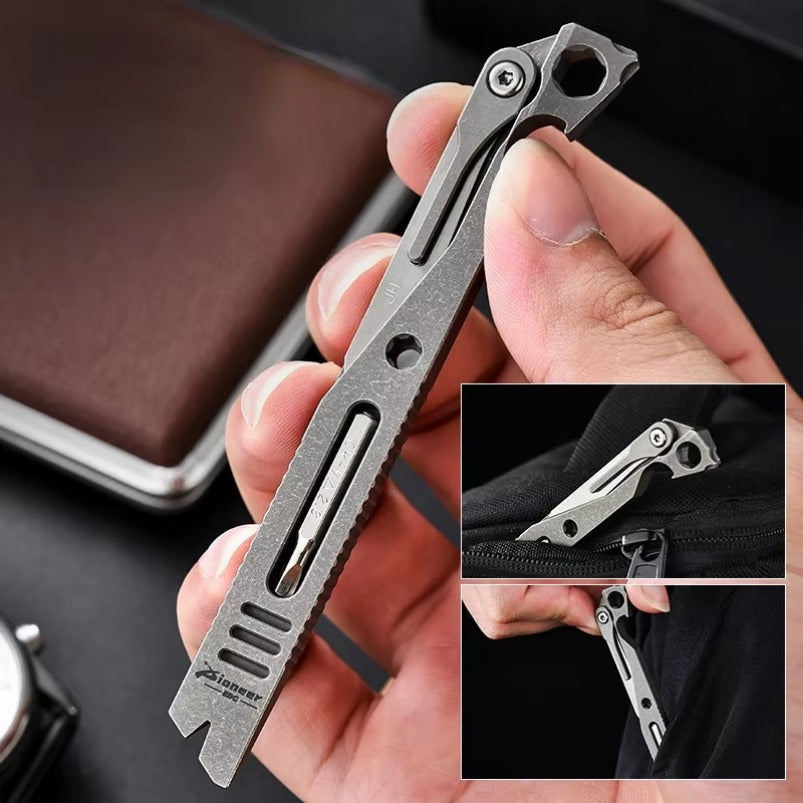 Titanium Alloy Crowbar Bottle Opener Rope Knife Pry Bar
