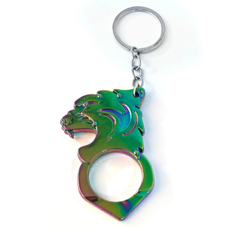 Multiple Colors Tiger Head One Finger Knuckle Key Ring Pendant
