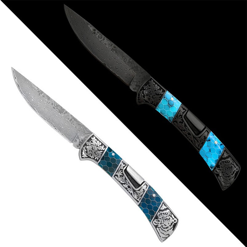 High Quality Damascus Steel Folding Knife Outdoor Safety-defend EDC