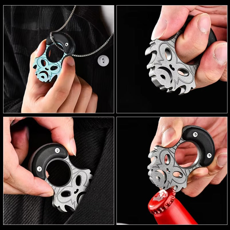 Abridor de garrafas multifuncional de titânio EDC Totem Heavy Finger Tiger