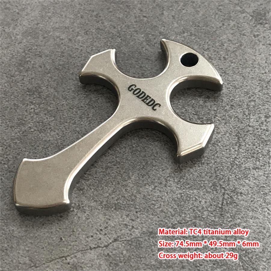 GODEDC Titanium Cross Knuckle Necklace Decoration Pendant EDC