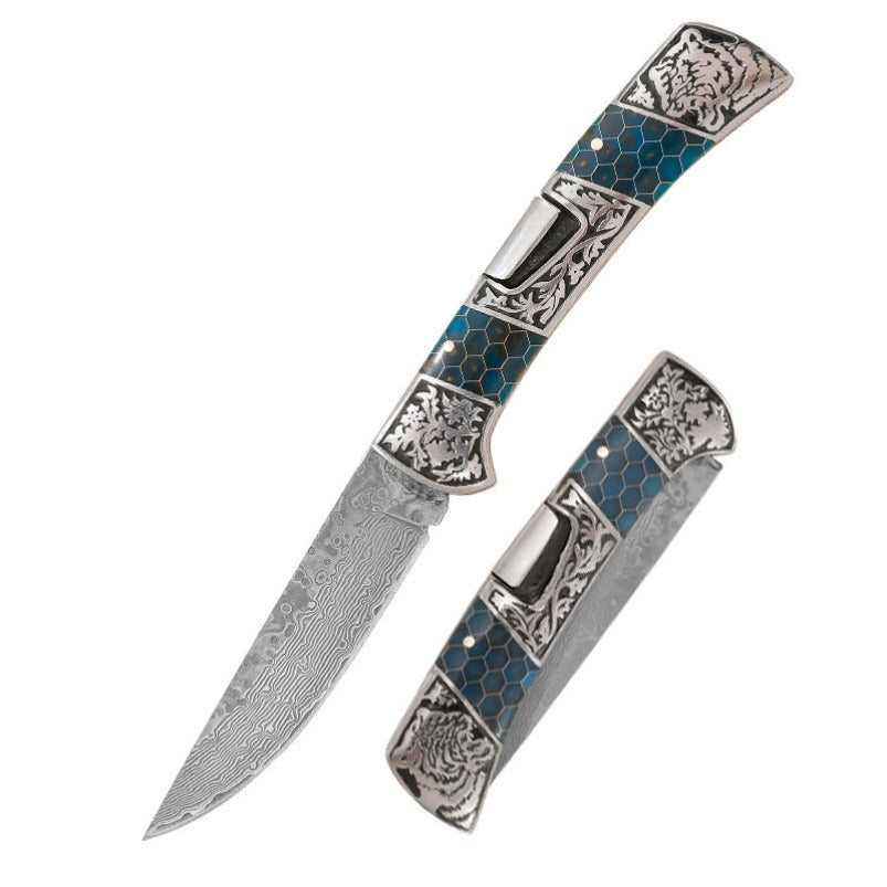 High Quality Damascus Steel Folding Knife Outdoor Safety-defend EDC