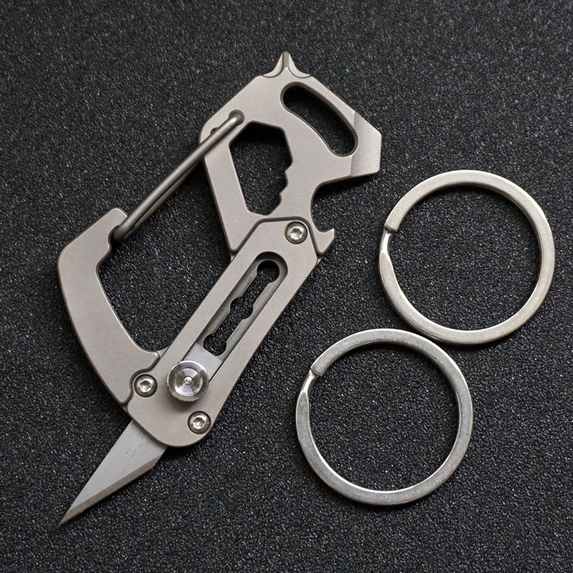 Titanium Multi-Tool Keychain Knife Bottle Wrench Opener