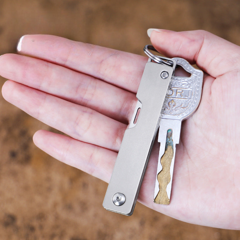 Titanium Folding Mini Fruit Knife Keychain Pendant
