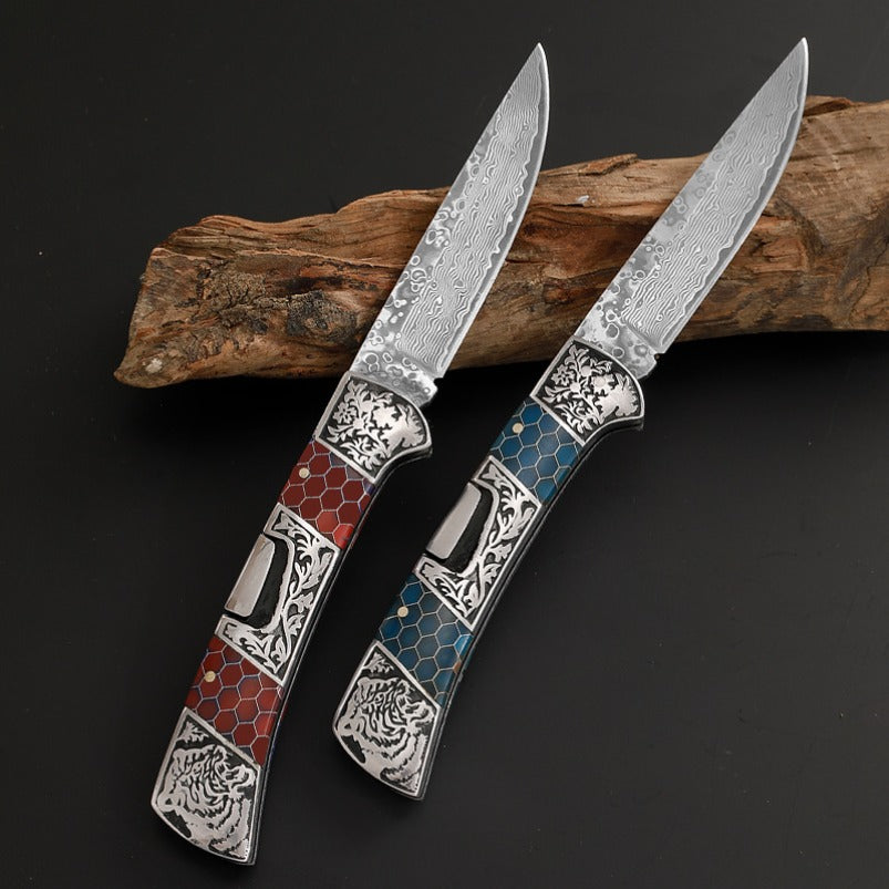 High Quality Damascus Steel Folding Knife Outdoor Safety-defend EDC