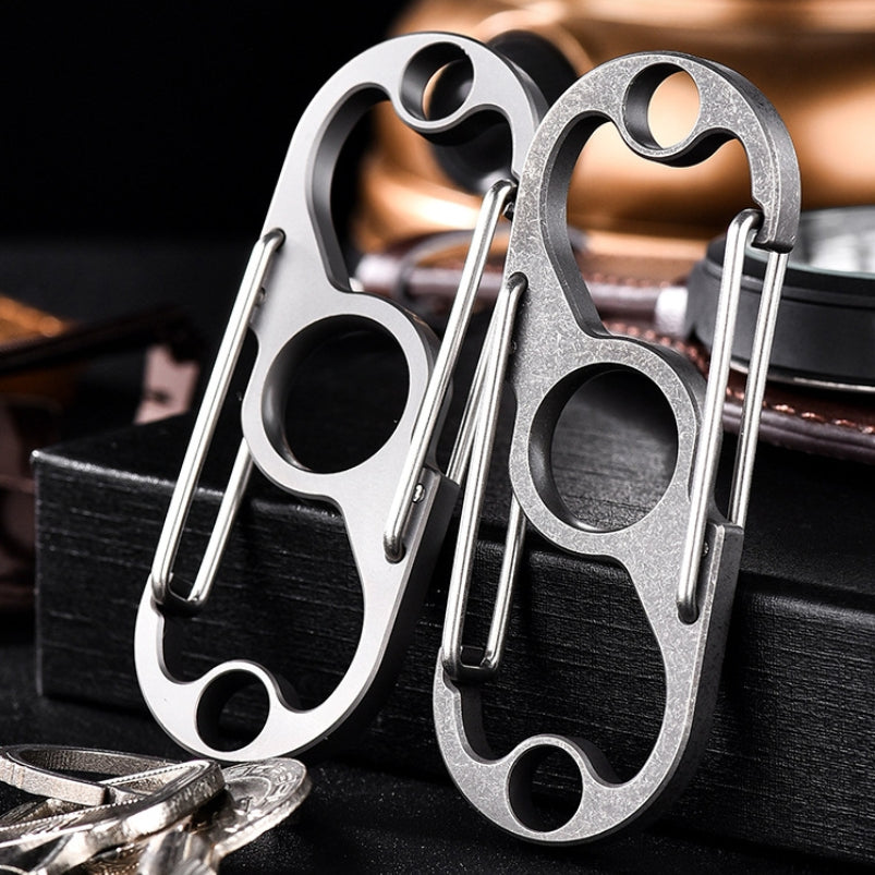 Titanium Multifunctional Double Buckle Hiking Carabiner Keychain EDC