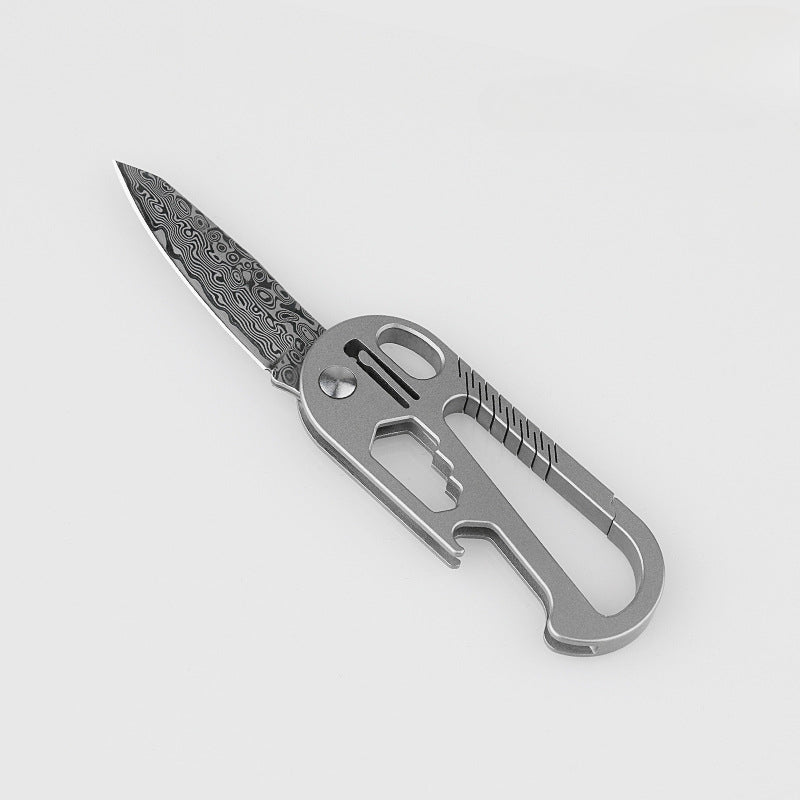 Titanium Mini A Folding Knife Key Ring Type Bottle Opener Wrench EDC