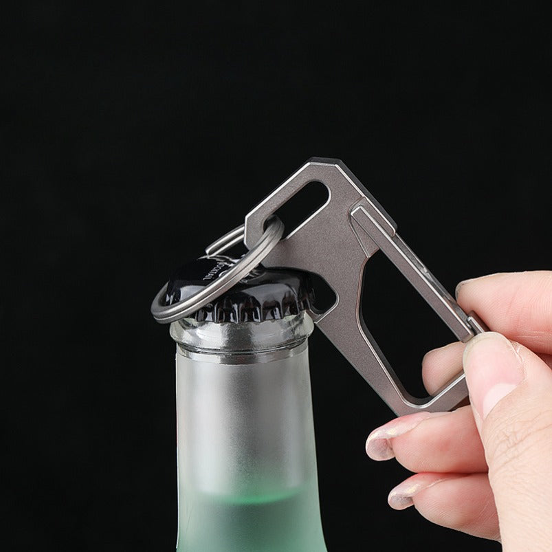 Titanium Leather Keychain Bottle Opener EDC